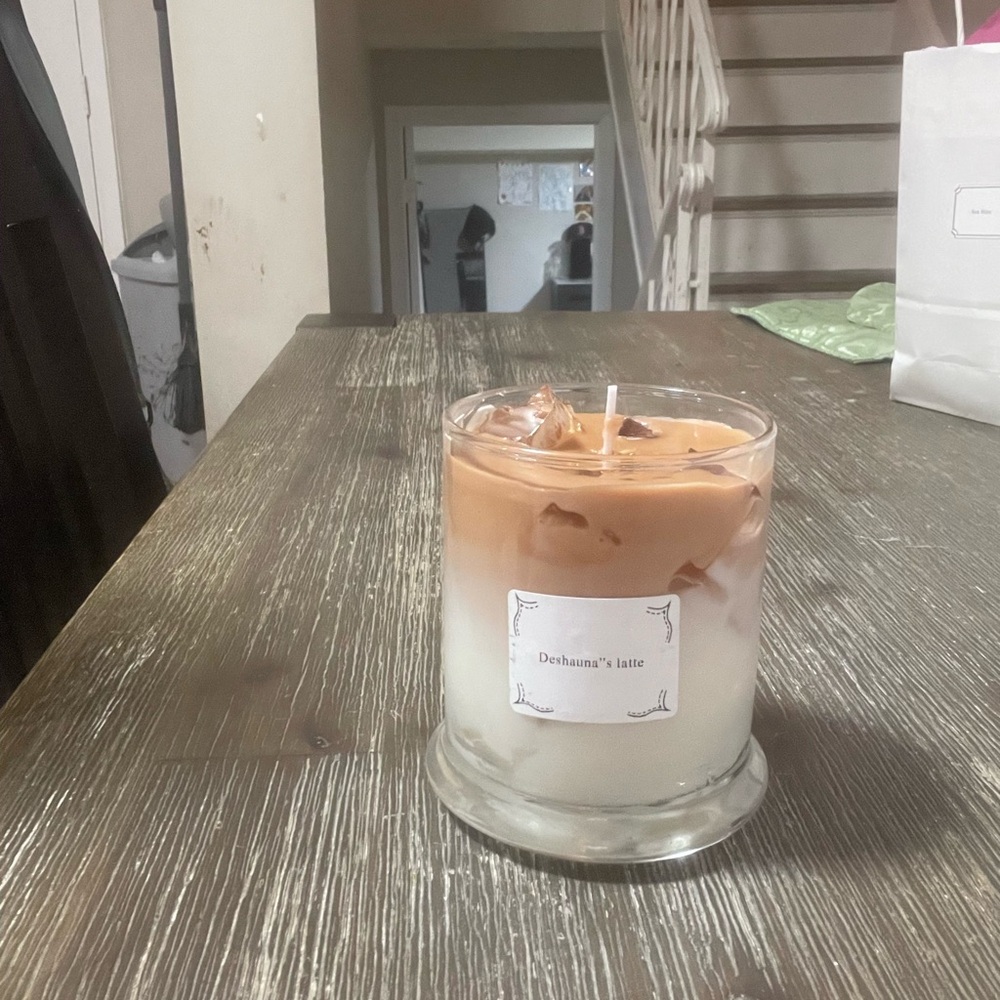 Deshaun's Latte Scented Candle - Brown and Cream